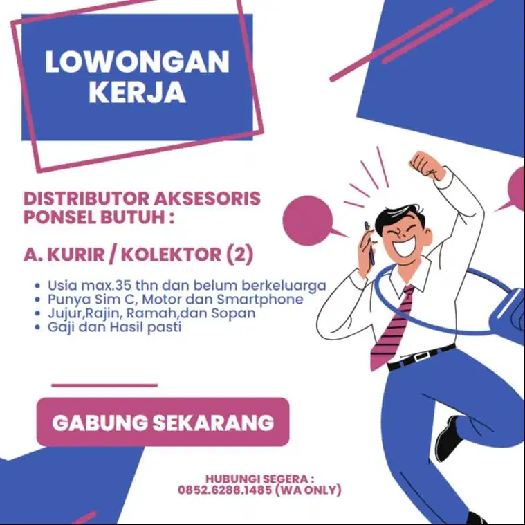 Dibutuhkan segera Kurir / Kolektor untuk di area Medan dan sekitarnya