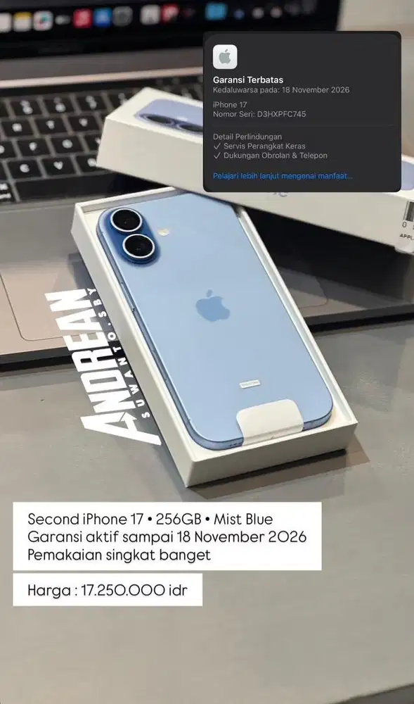 Second Iphone 17 256gb Ibox Garansi Panjang