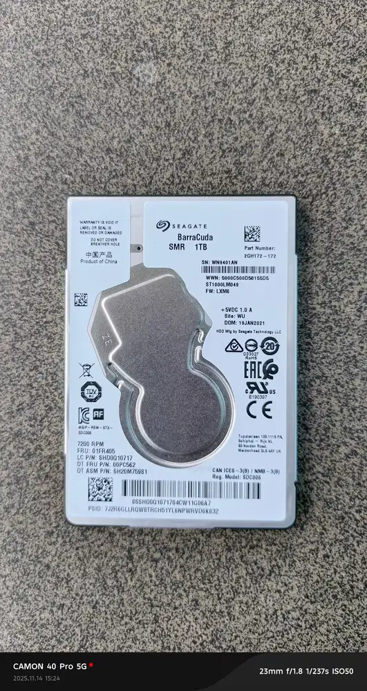 Hardisk HDD 2,5inch Merk Seagate Barracuda 1TB 100% Ori Copotan Laptop