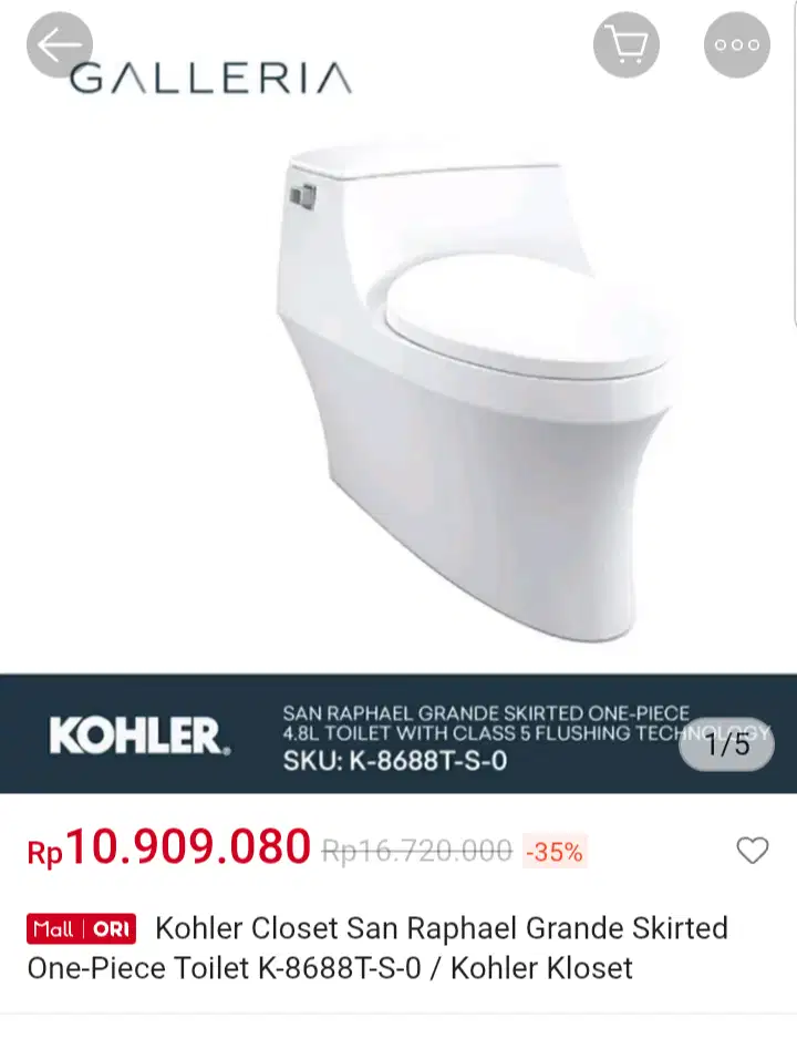 kloset Toilet duduk KOHLER