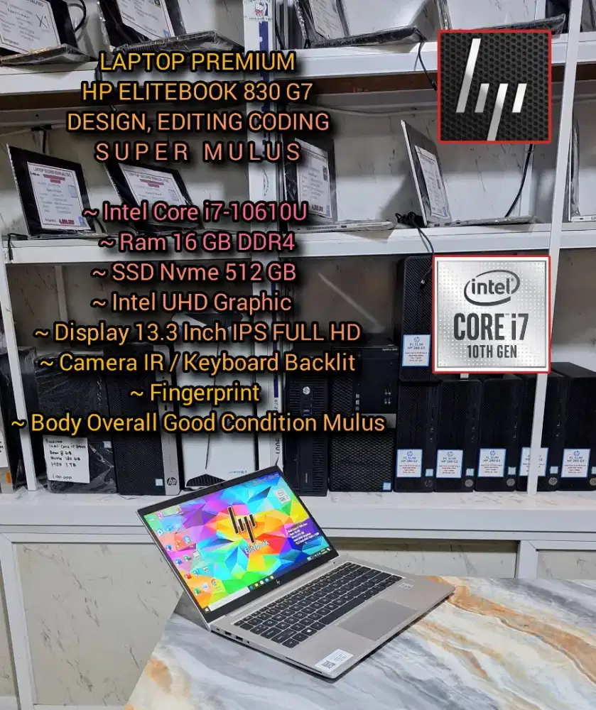 LAPTOP HP PREMIUM INTEL CORE i7 10TH SUPER MULUS BODY ALUMINIUM