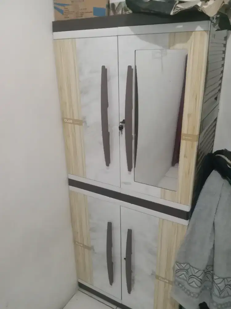 lemari plastik 2 pintu 4 rak susun