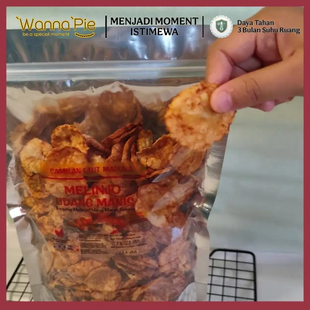 Ukuran Kecil Koin Emping Melinjo Udang Manis Gurih Renyah Camilan Laut