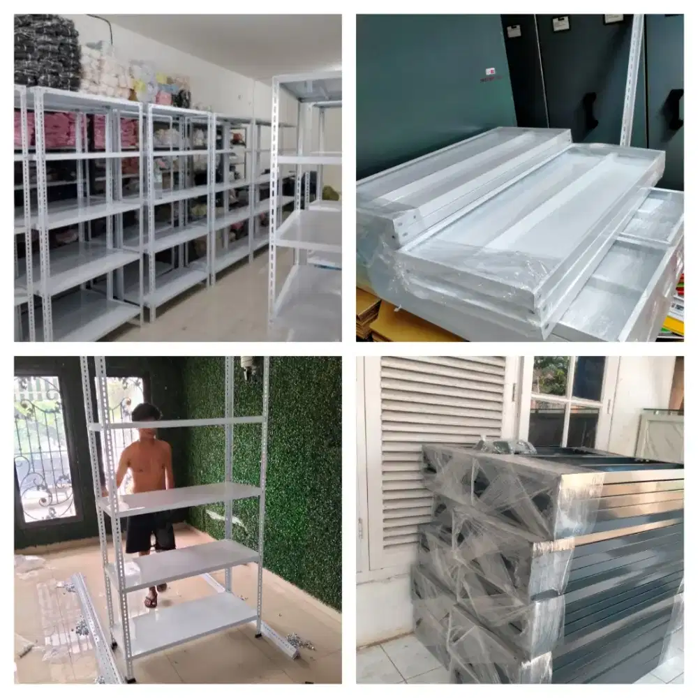 Rak besi siku lubang  Tebal Kokoh
5 & 4 susun 100x40x200cm 
Bayar COD