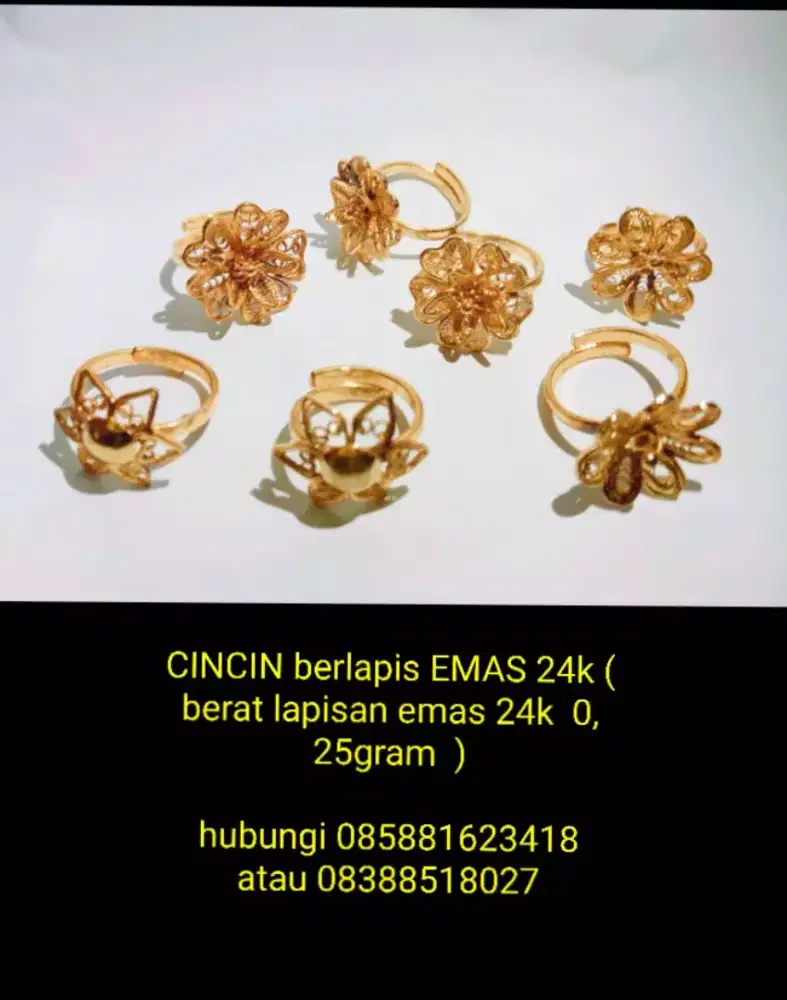 Cincin perak berlapis emas 24k