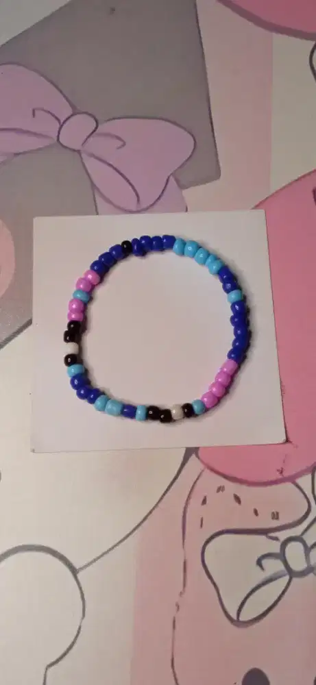 gelang putih biru - handmade