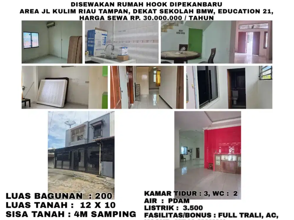 Disewakan rumah area Jl. Kulim Riau tampan