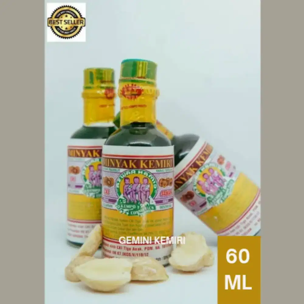 minyak kemiri cap 3 anak asli (bonus sisir saku perbotolnya)