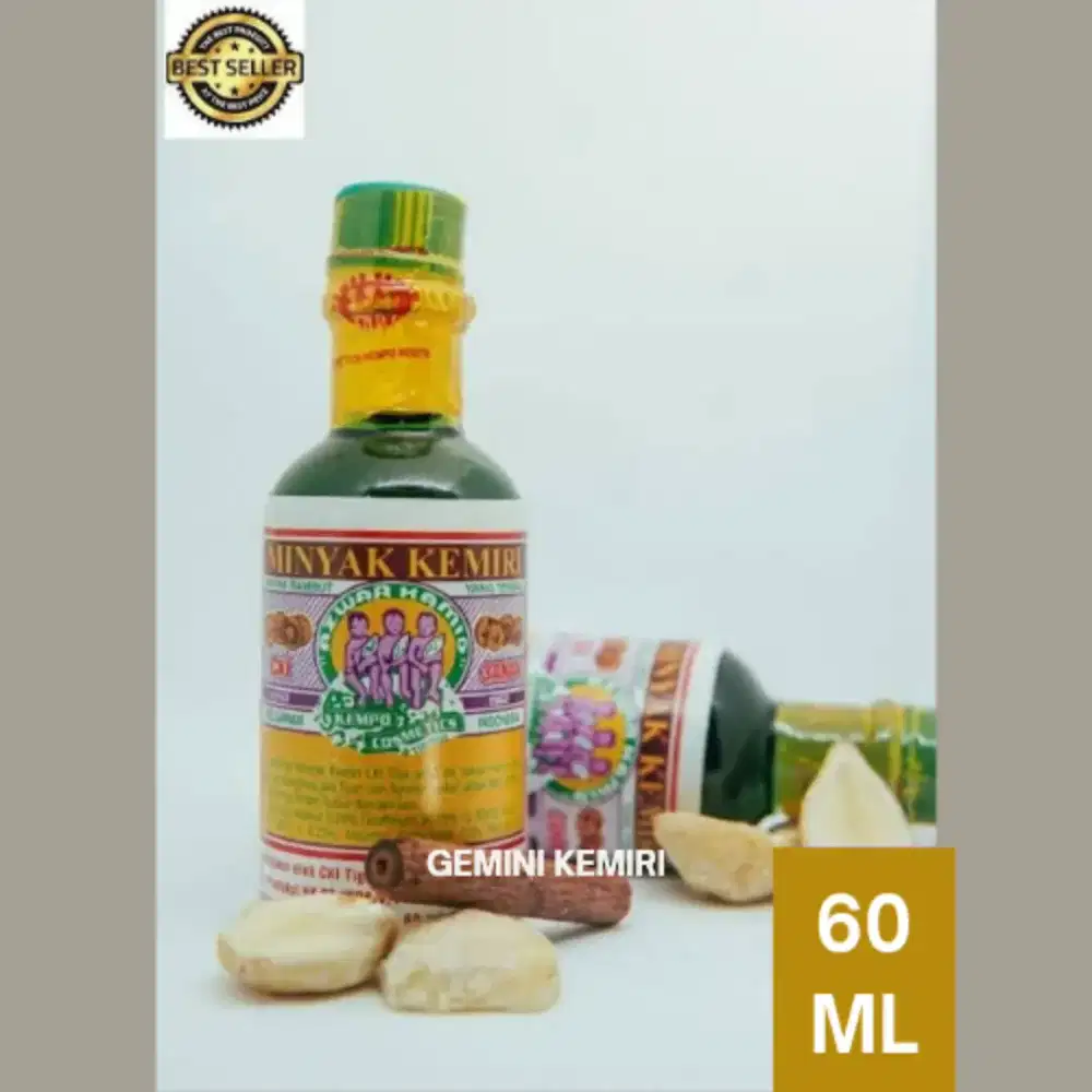 minyak kemiri cap 3 anak asli 60ml bonus sisir saku tiap botolnya