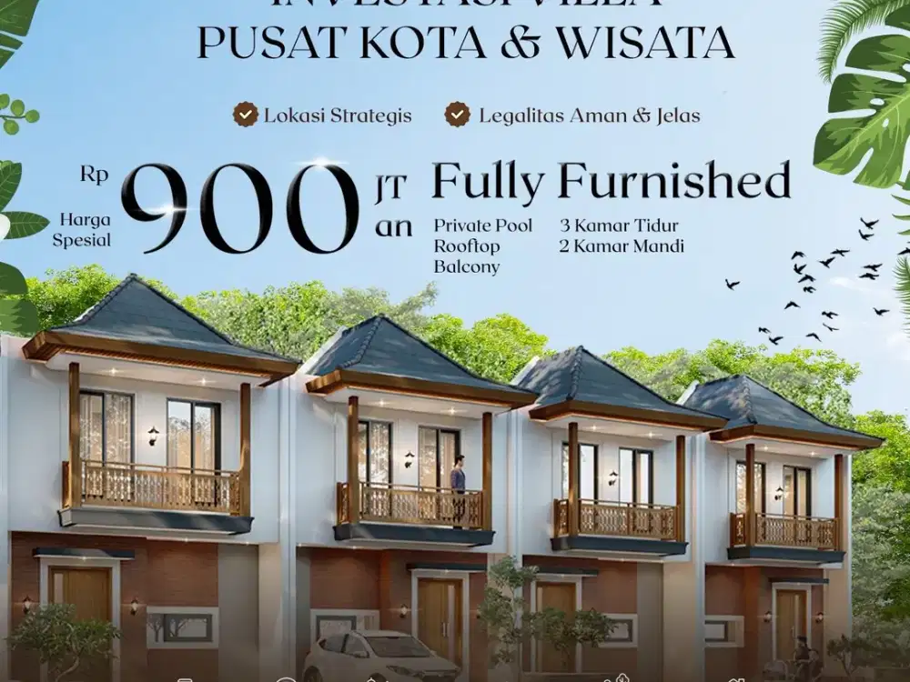 villa 2,5 lantai plus kolam renang dekat wisata alun alun kota batu