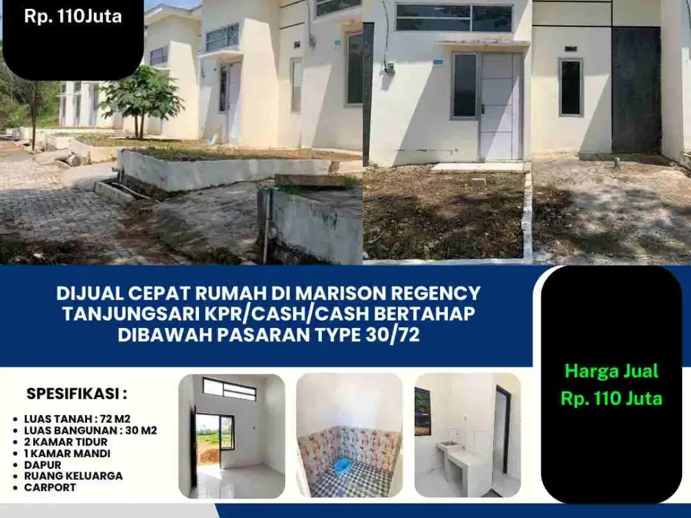 Dijual Cepat Rumah di Marison Regency Tanjungsari Credit/Cash/Cash Bertahap
Dibawah Pasaran Type 30/72