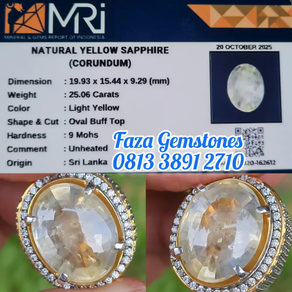 Jumbo size 25 ct up Yellow Sapphire Srilanka No Heated, Full Christal