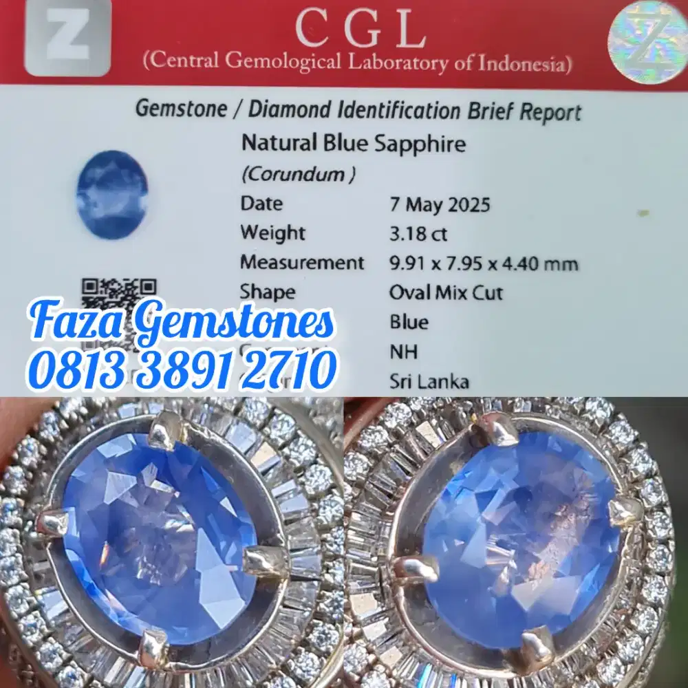 Unheated Blue Sapphire Srilanka , Full Luster, Harga terjangkau