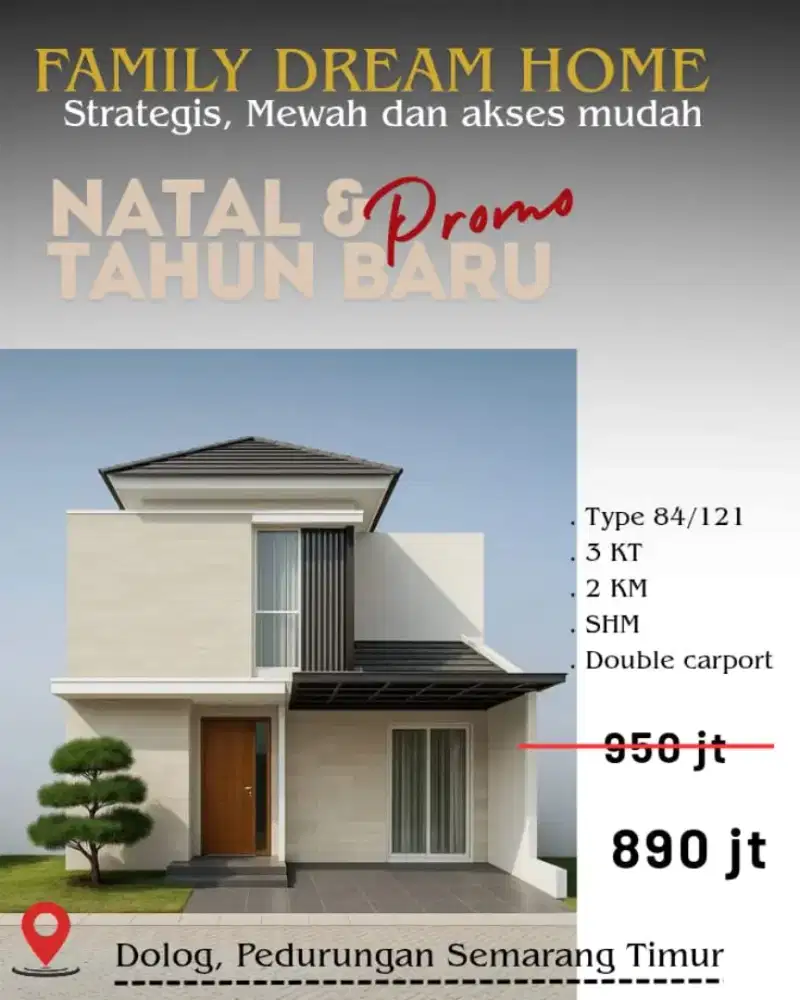 Rumah 1 lantai 3 kamar tidur di dolog pedurungan semarang timur