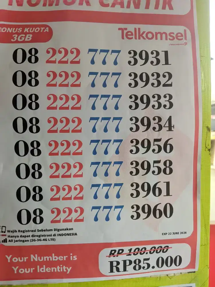 Nomor cantik Telkomsel