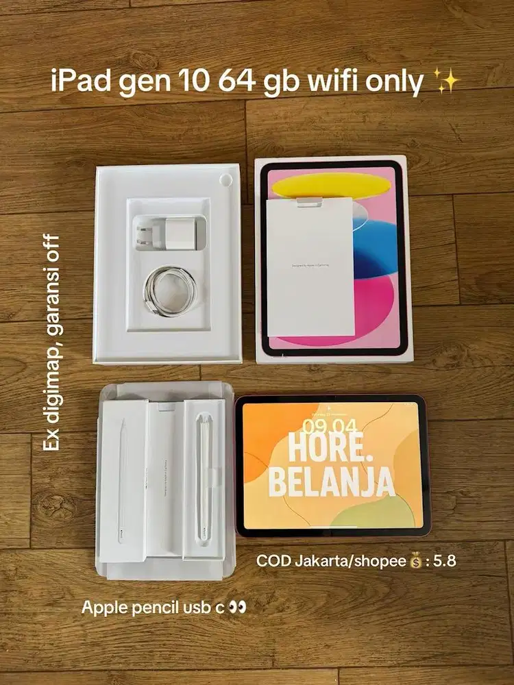 Jual iPad gen 10 64 gb wifi only dan apple pencil usb c