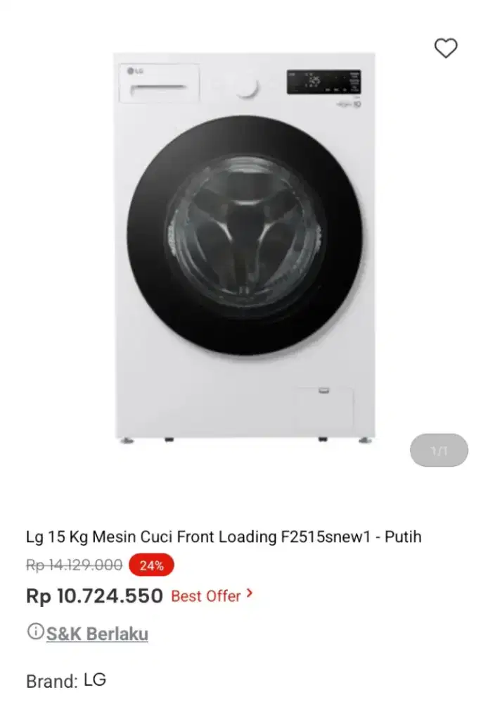 PROMO KREDIT LG 15 KG MESIN CUCI FRONT LOADING