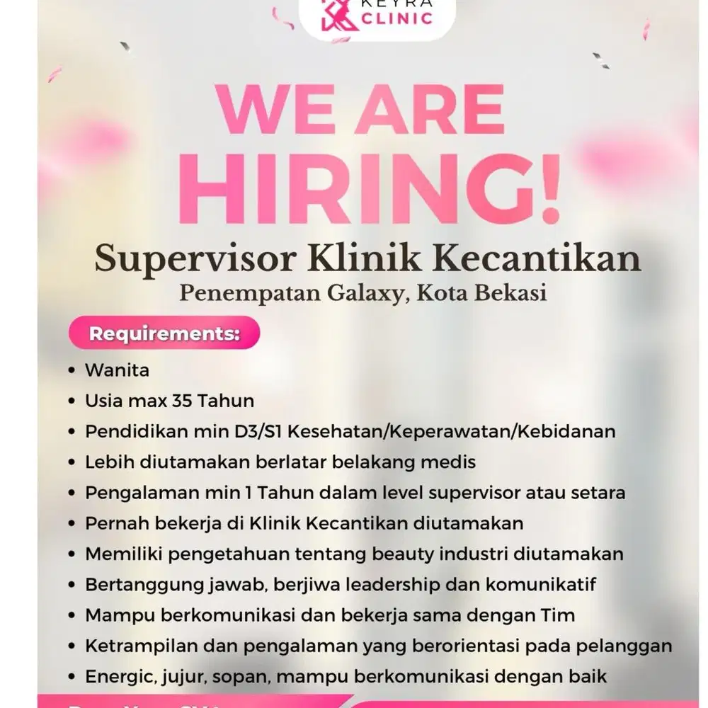Dibutuhkan supervisor klinik