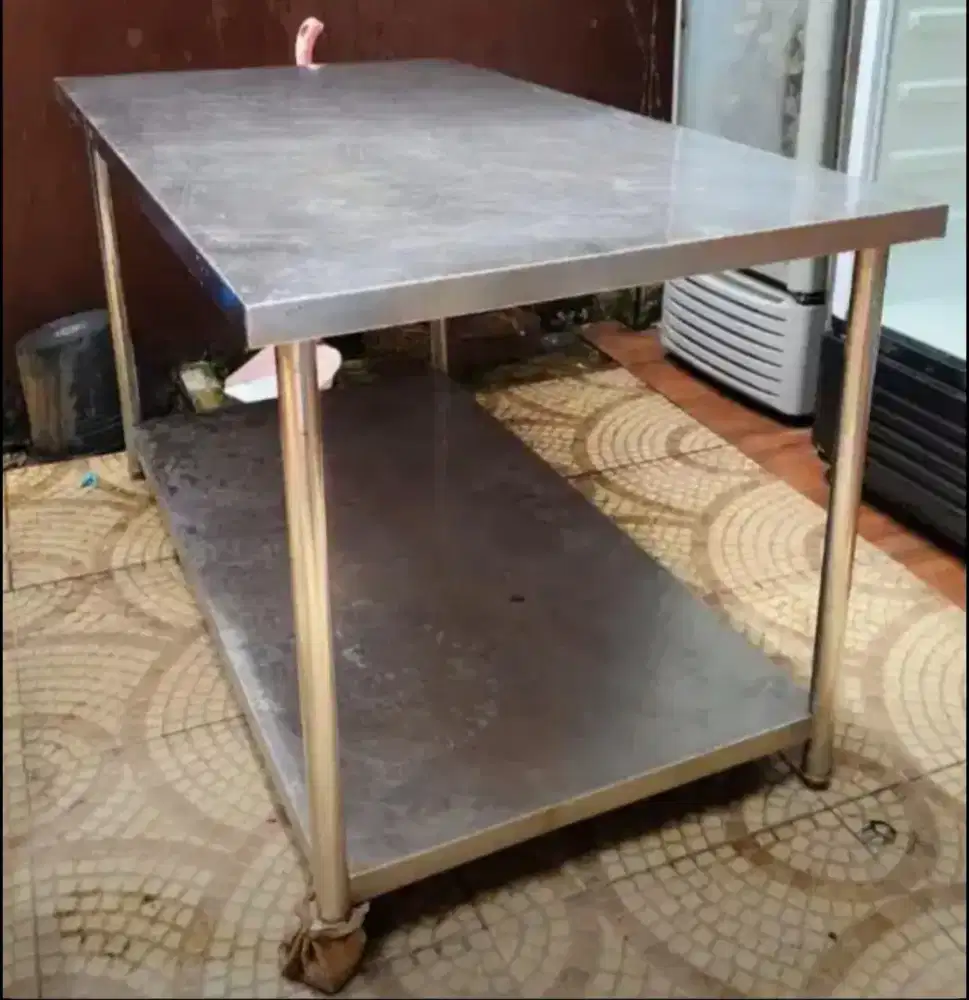Jual murah spt foto meja stainless tebal P145cmxL80cmxT80cm 1,5jt nego