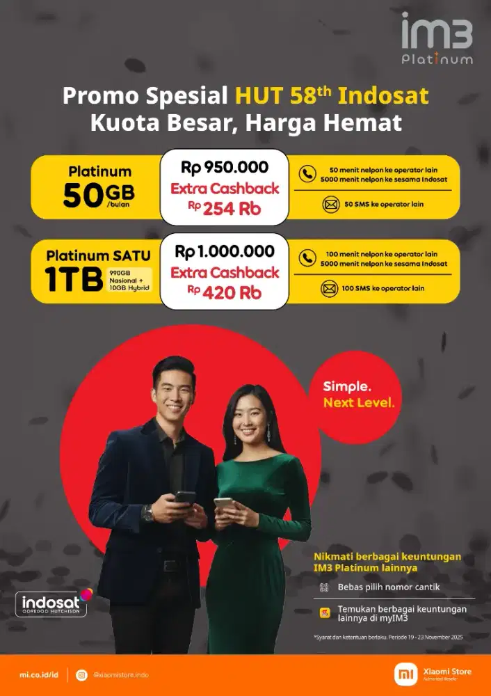 Indosat platinum 1Tb 1 tahun free nomor cantik