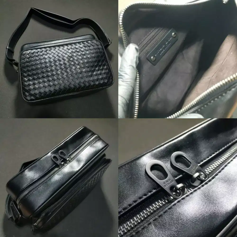 Tas bottega selempang kulit hitam