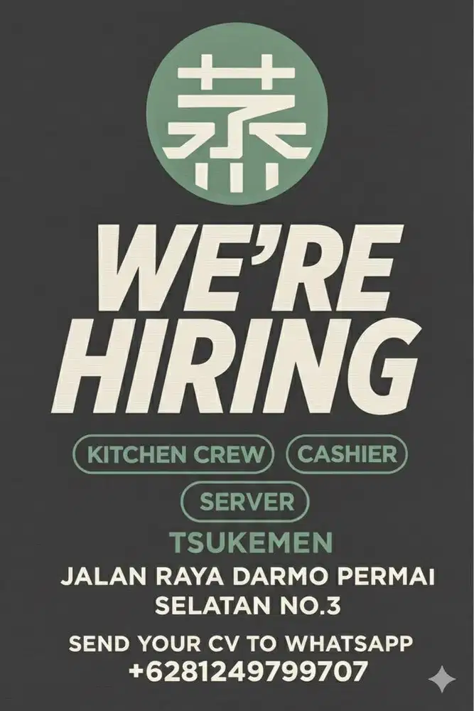 Lowongan Pekerjaan Untuk Kitchen Crew & Operasional Team
