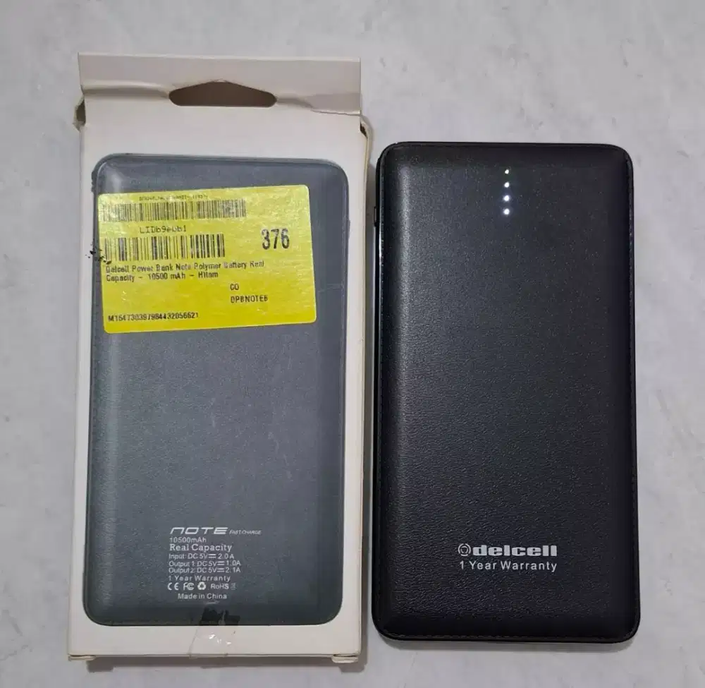 Power Bank Delcell Note Polymer Baterry Real Capacity 10500mAh Hitam