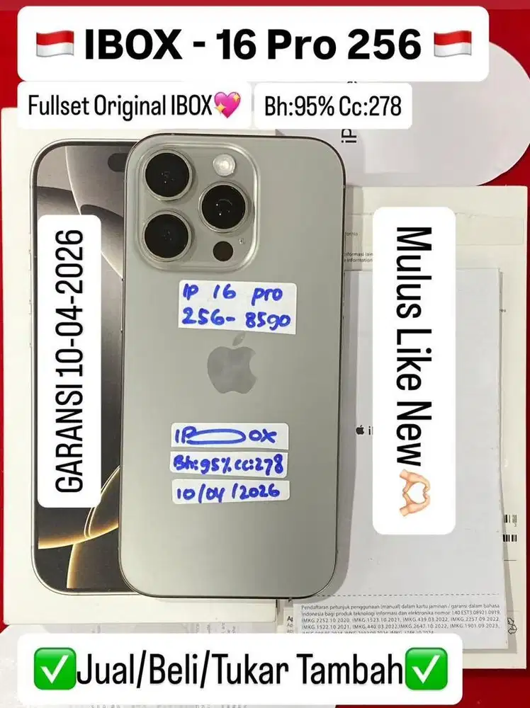 Iphone 16 pro 256gb ibox bisa di cicil 0%