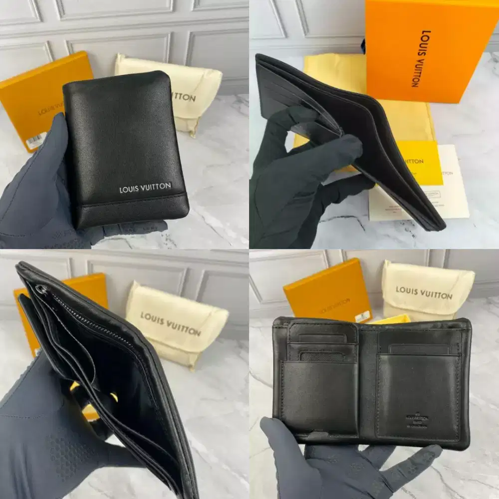 Dompet saku lv wallet men pria black leather