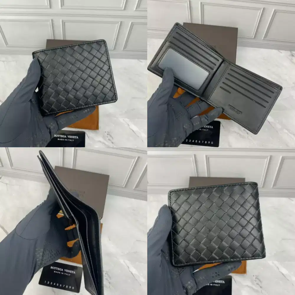 Dompet saku wallet men bottega veneta leather sulam black fullset box