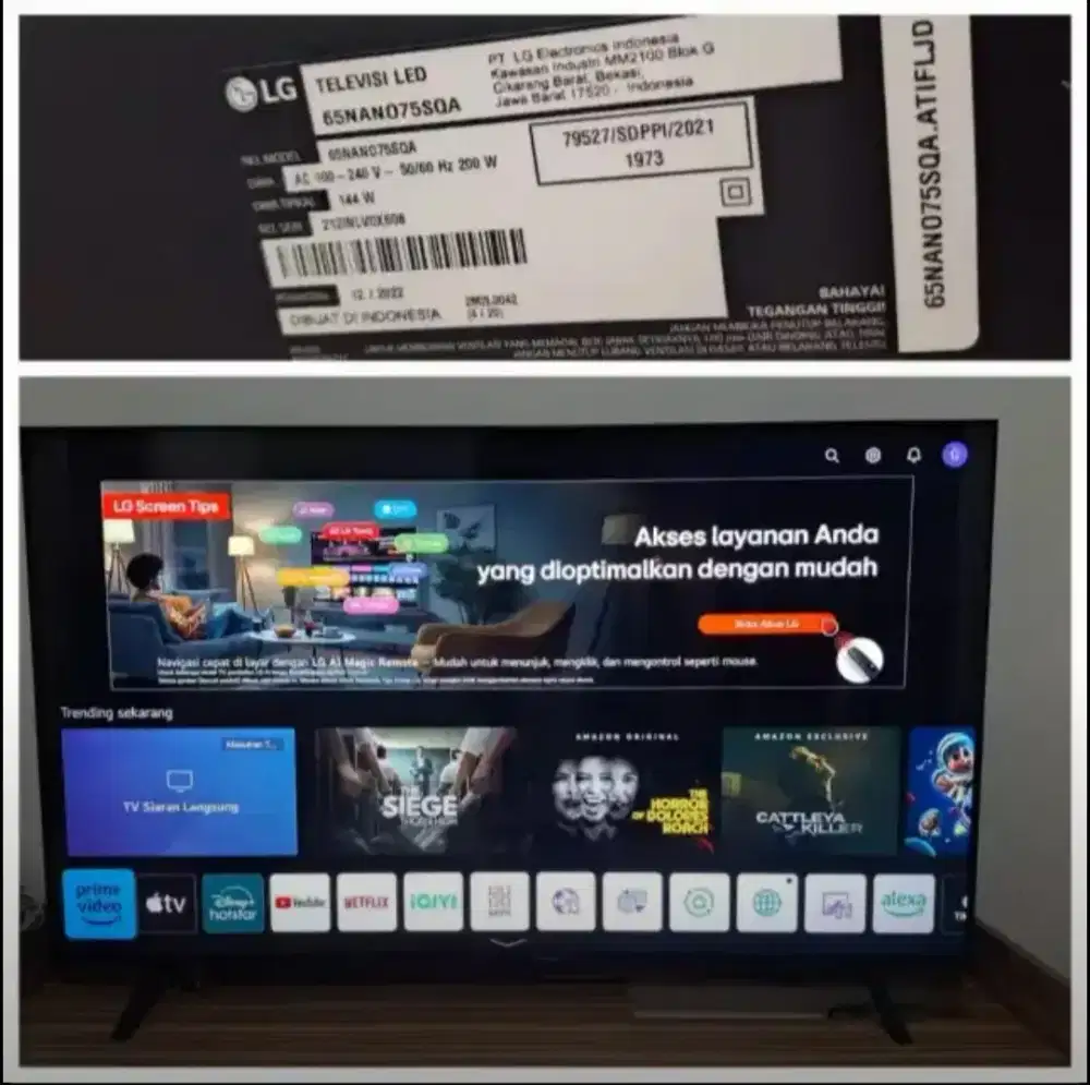 Jual murah masih bagus spt foto,SMART TV LG 65 inch,8,4jt bisa nego