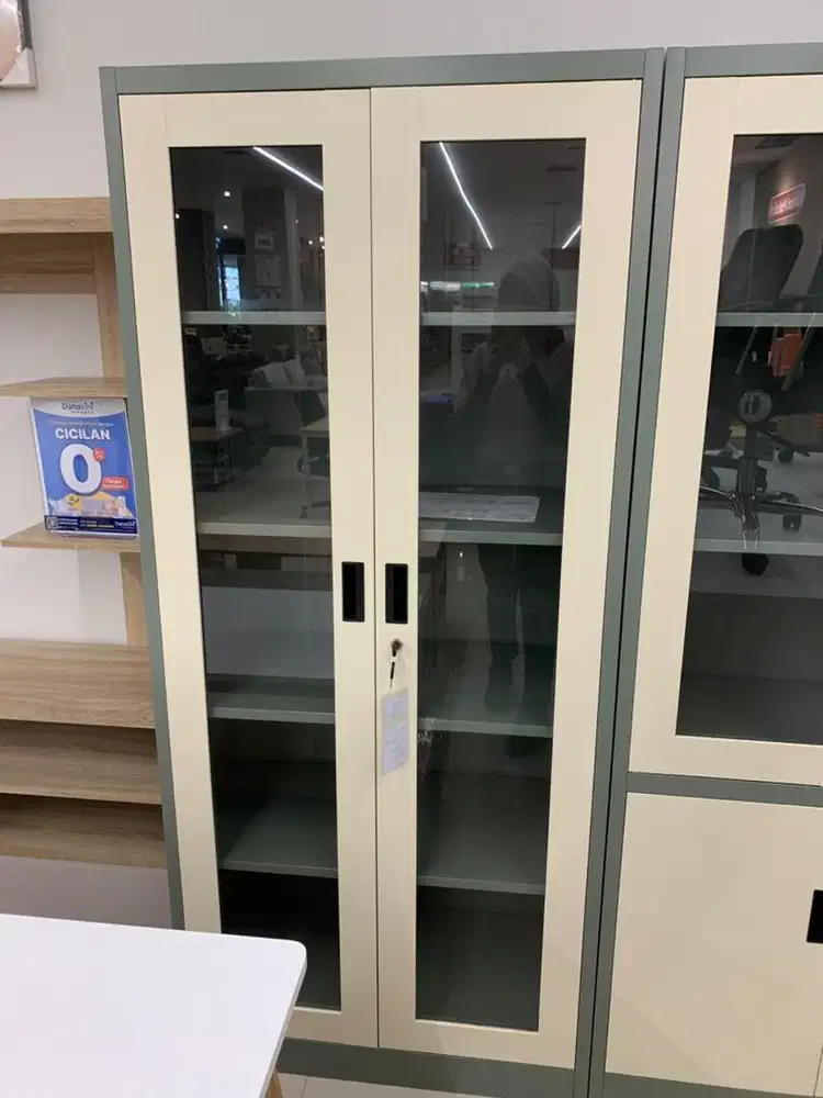 Simon File Cabinet Full Glass Green White