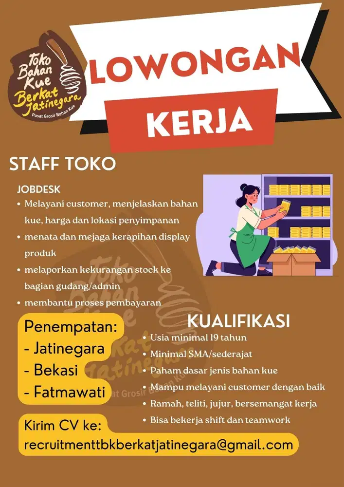 LOWONGAN KERJA JATINEGARA, MARAKAS BEKASI, FATMAWATI