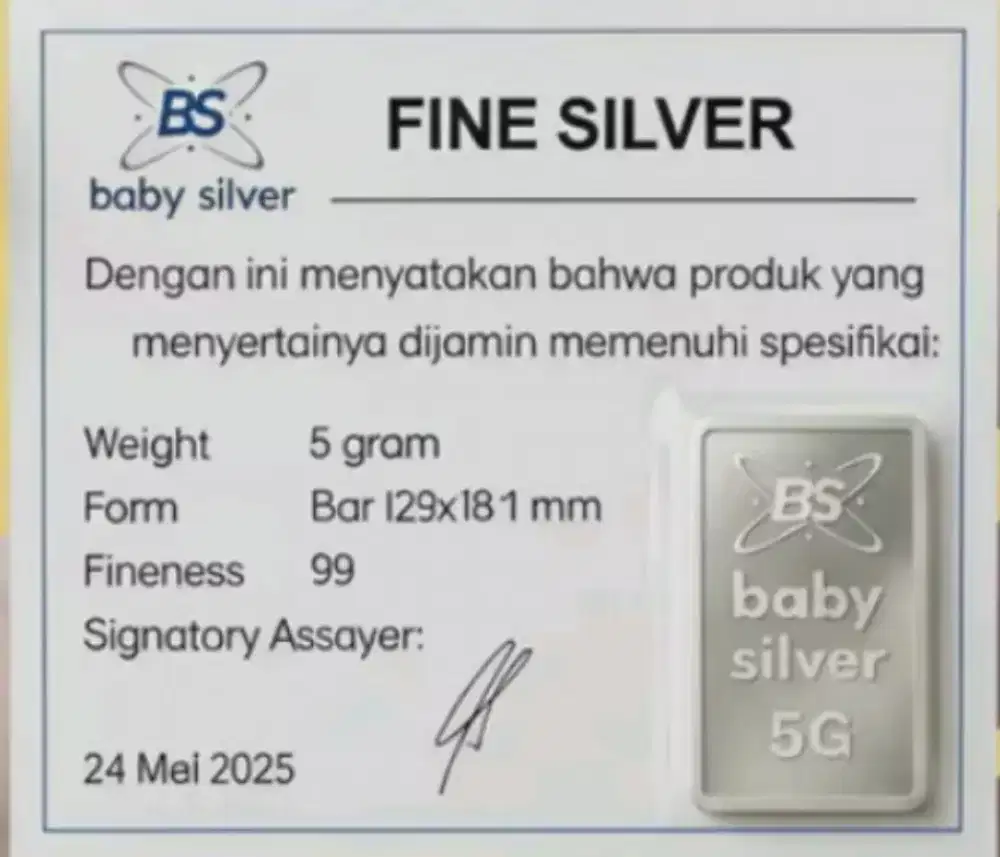 Baby Silver Perak Murni 5gr 99,99