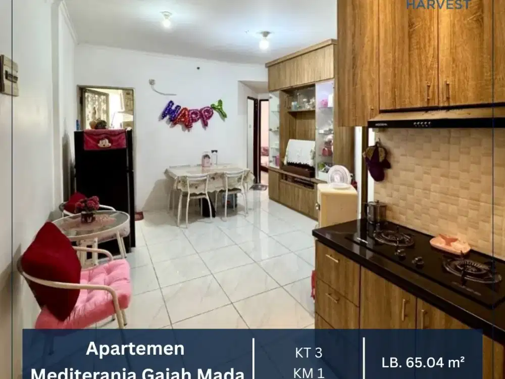 DIJUAL HARGA DIBAWAH NJOP APARTEMEN MEDITERANIA GAJAH MADA TOWER A 3BR FULL FURNISHED JAKARTA BARAT