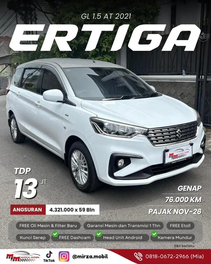PAJAK PANJANG FREE ETOLL | Suzuki Ertiga GL 1.5 AT 2021
