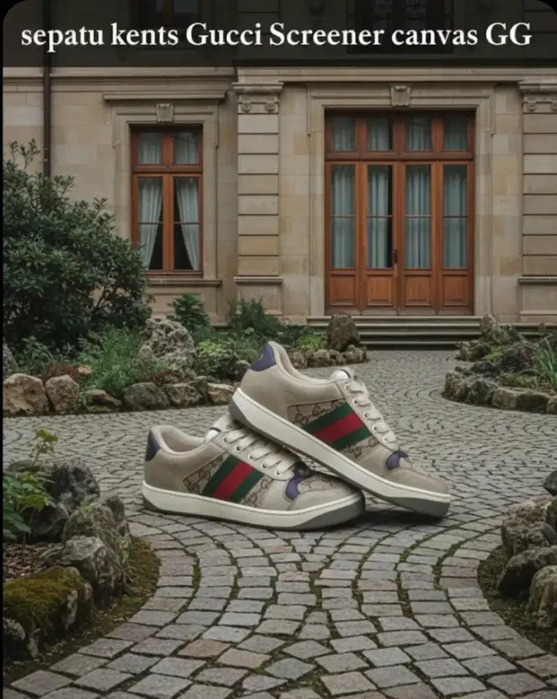 sepatu kets Gucci Screener  kanvas GG Size 35 insol 22,5
