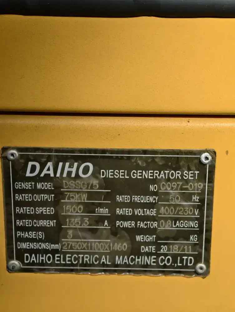 Genset daiho 75KW