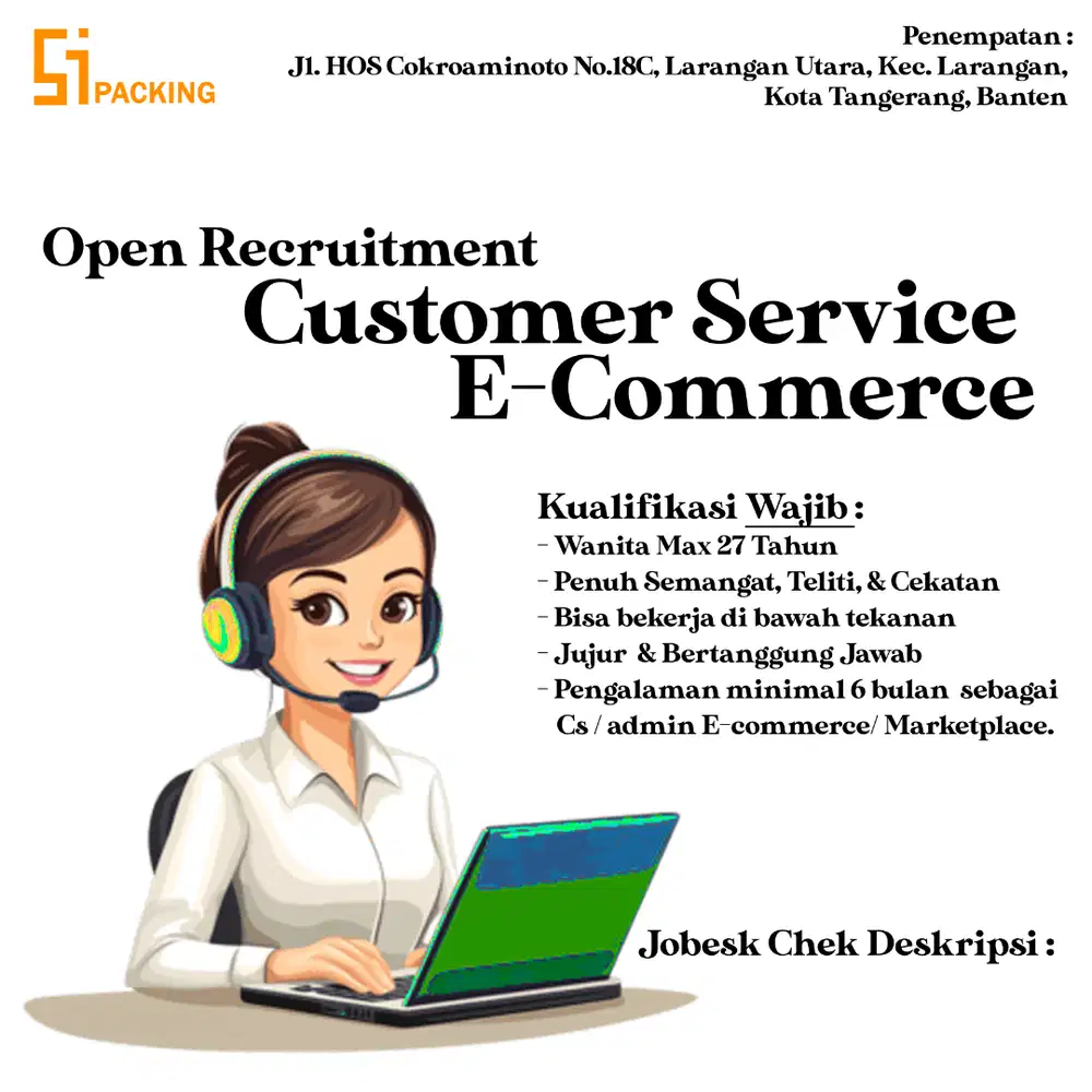 Lowongan Kerja Customer Service E-Commerce / Marketplace Online Shop
