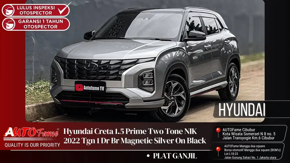 Hyundai Creta 1.5 Prime Two Tone NIK 2022 Tgn 1 Dr Br Magnetic Silver