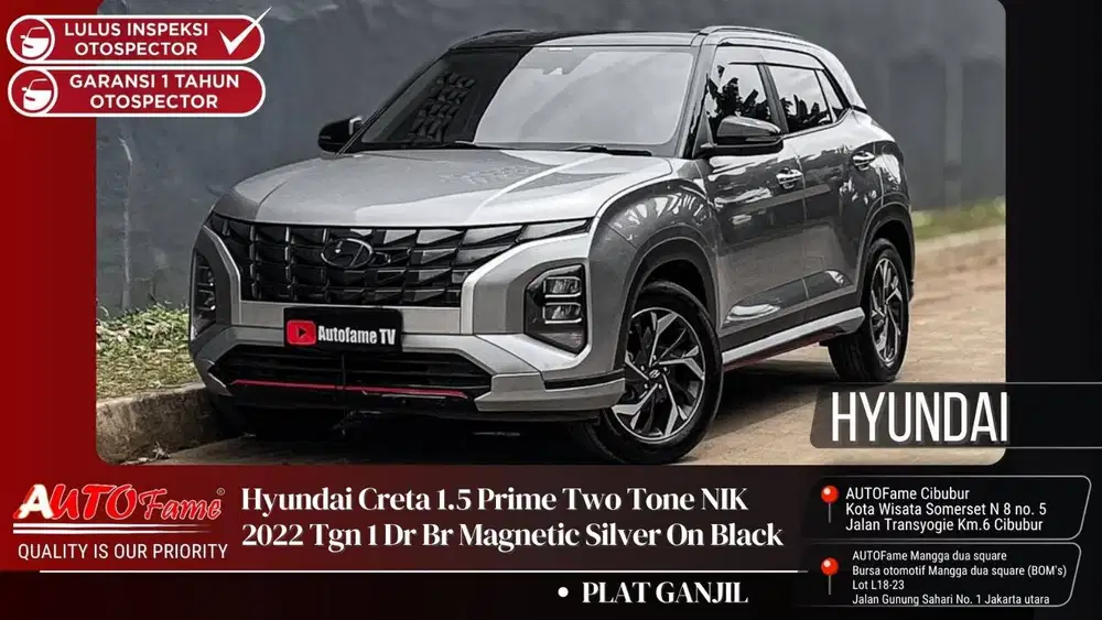 Hyundai Creta 1.5 Prime Two Tone NIK 2022 Tgn 1 Dr Br Magnetic Silver