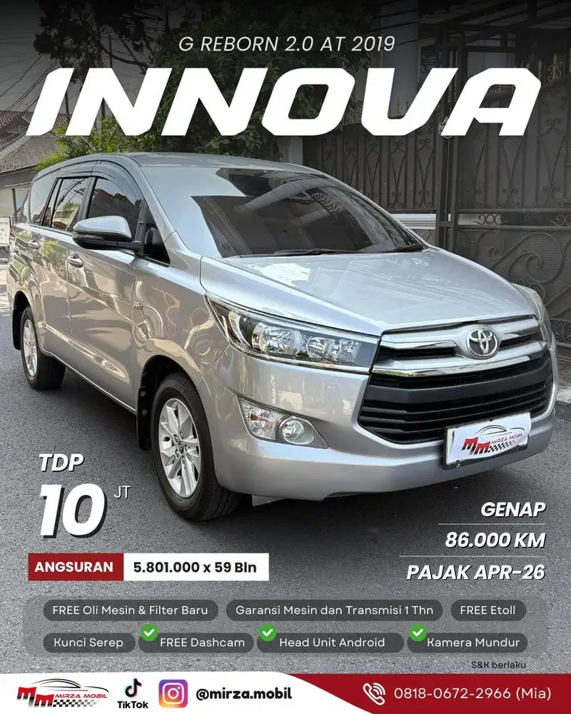 TDP 10 JUTA FREE ETOLL | Toyota Kijang Innova G Reborn 2.0 AT 2019