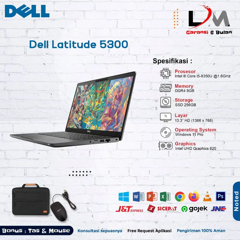 Dell Latitude 5300 i5 Gen 8 RAM 8 SSD 256 14 Win 11 Mulus Bergaransi