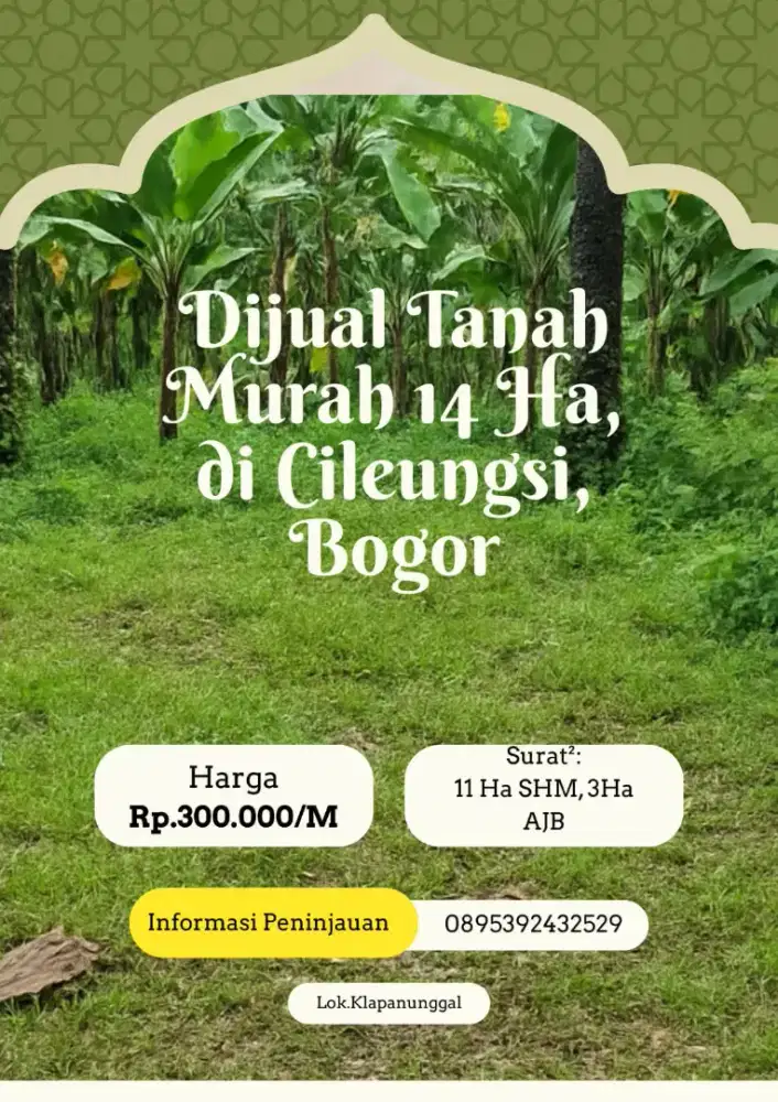 Dijual Tanah Murah 300 RB/m di Cileungsi Bogor