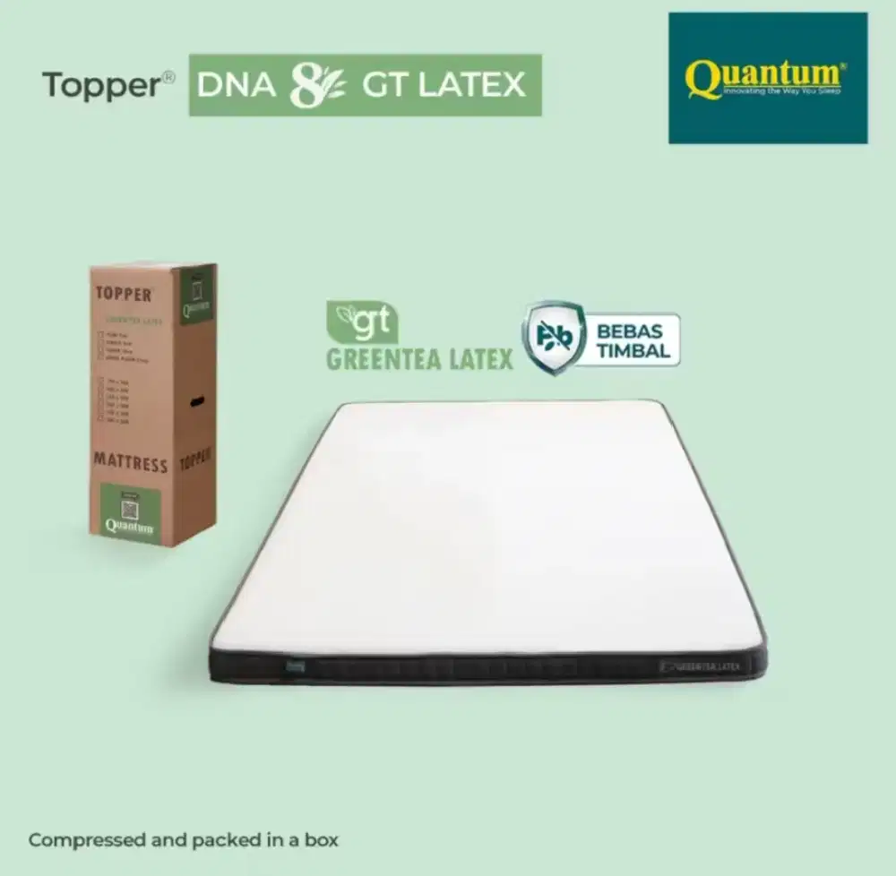 QUANTUM TOPPER KASUR GREENTEA LATEX DNA 8CM (100x200)