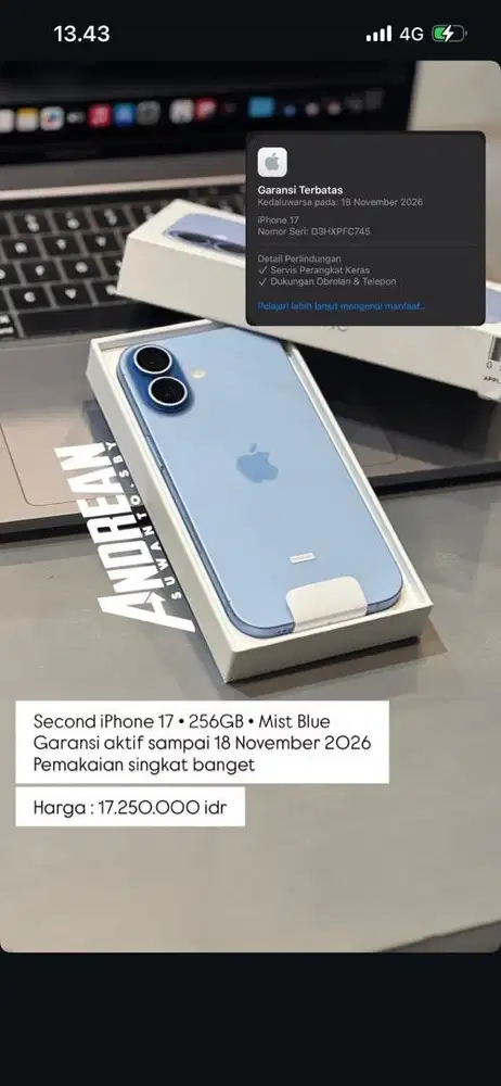 Iphone 17 256 ibox pemakaian singkat