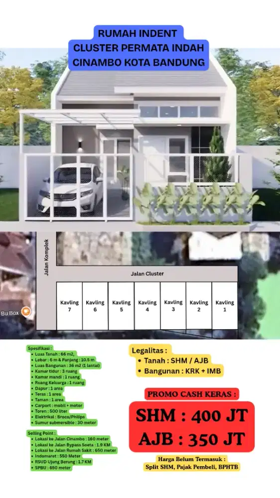Promo Cash Keras!! Hanya 1 Unit Rumah Indent 36/66 M2 Kota Bandung SHM