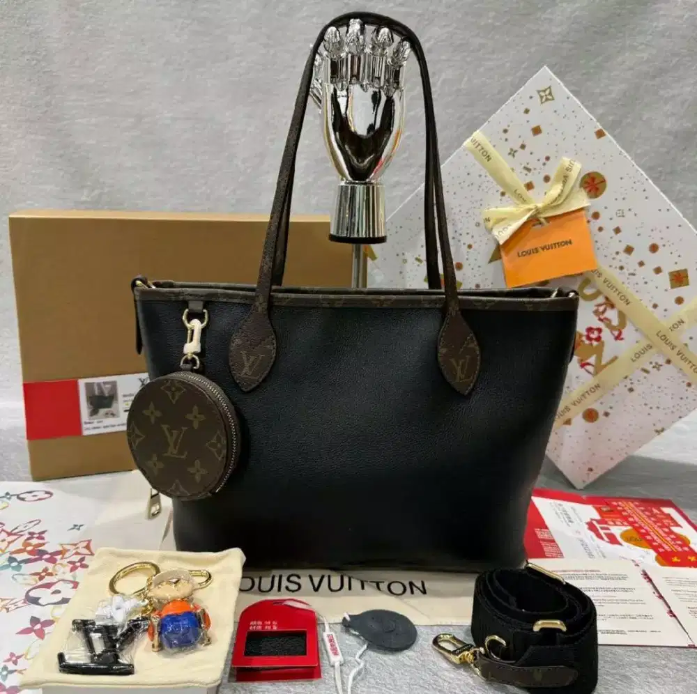 TAS LV NEVERFULL ZIPPER TOTE BAG VIBE LEATHER Fullset box
