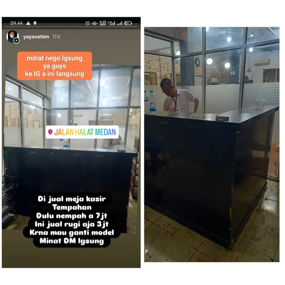 Jual meja kasir bekas laundry sepatu