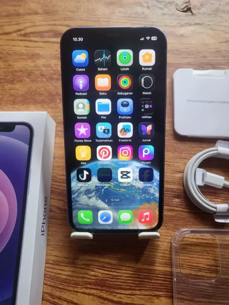 Iphone 12 128gb purple inter fullset mulus no minus all operator